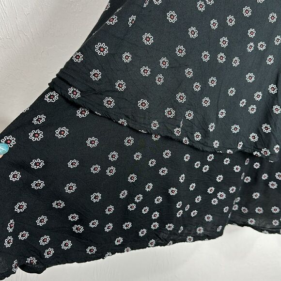 Free People Beck Black Floral Print Cut Out Neck Dress Size M - Picture 5 of 12